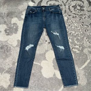 Just USA Darcy Fray Hem Distressed Crop Skinny Jean Stretch Ankle Jeans